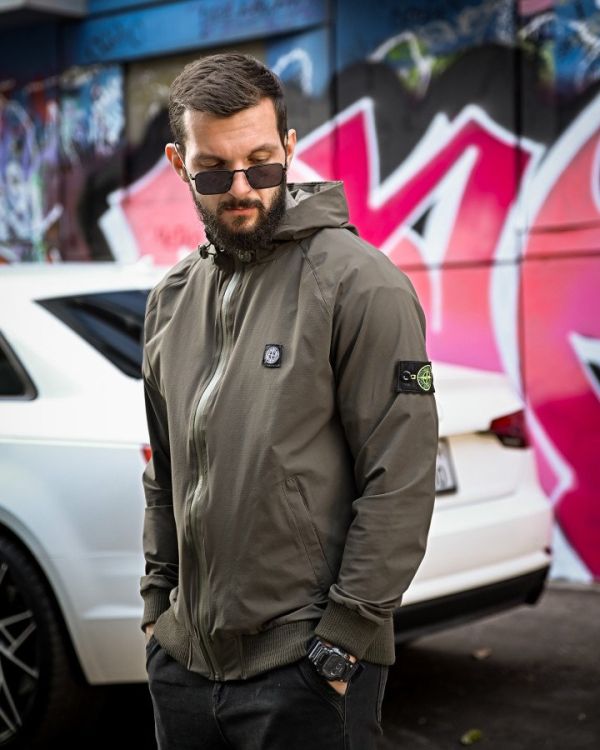 Городская Ветровка Stone island карман oliva 4 люкс ДЛ7037