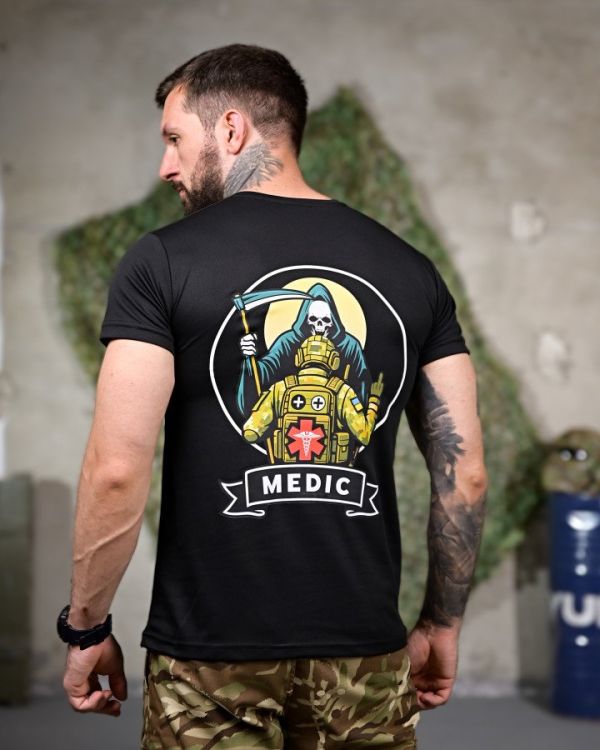 Тактическая потоотводящая футболка Medic black РП7346