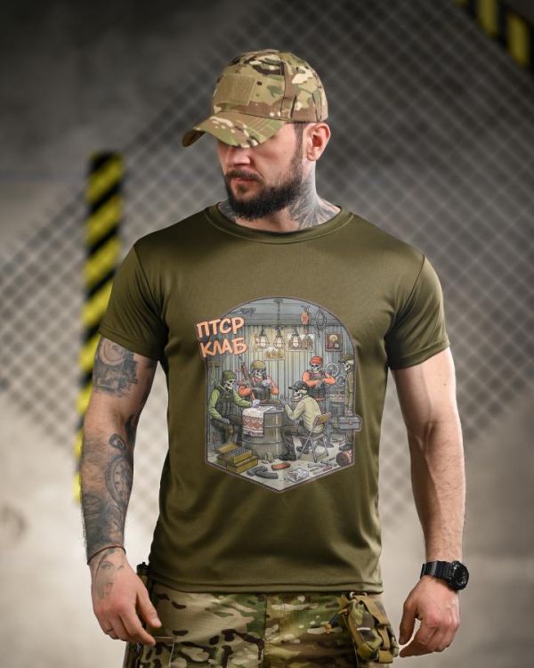Тактическая футболка BORN OF WAR  ПТСР клаб oliva  ВТ4718