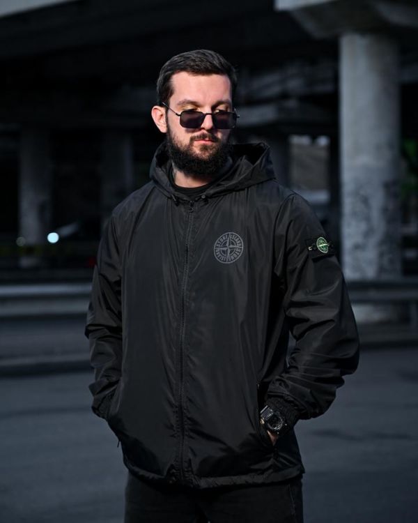 Ветровка карман  Stone Island black 4 ПП7999