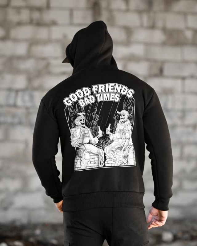 Милитари худи на флисе GENESIS Friends black ВТ6846