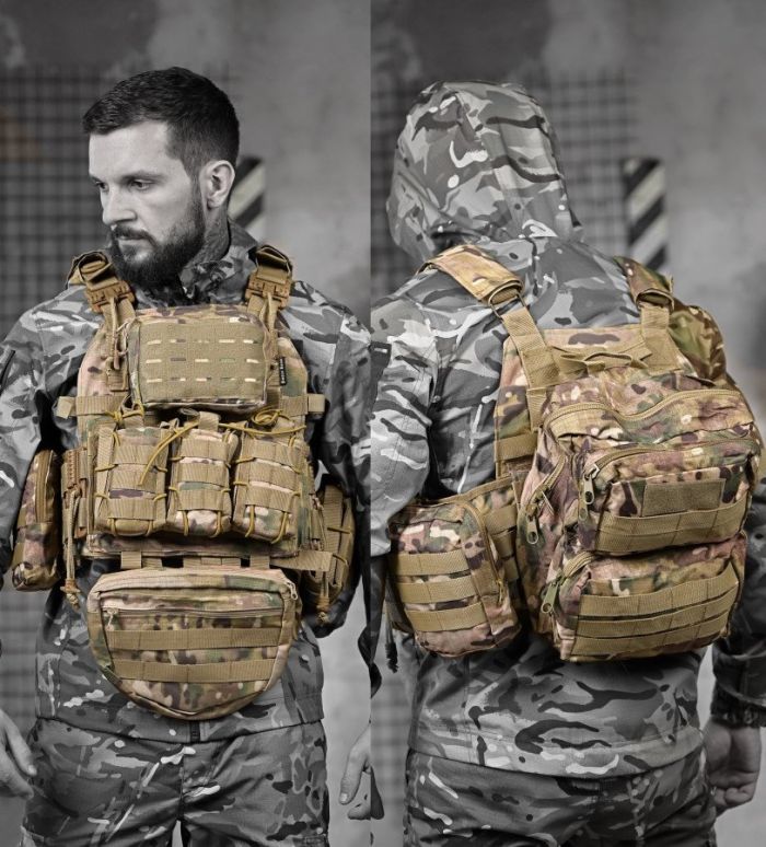 Плитоноска 4 точки скидання Single sword mtk з рюкзаком РП7354
