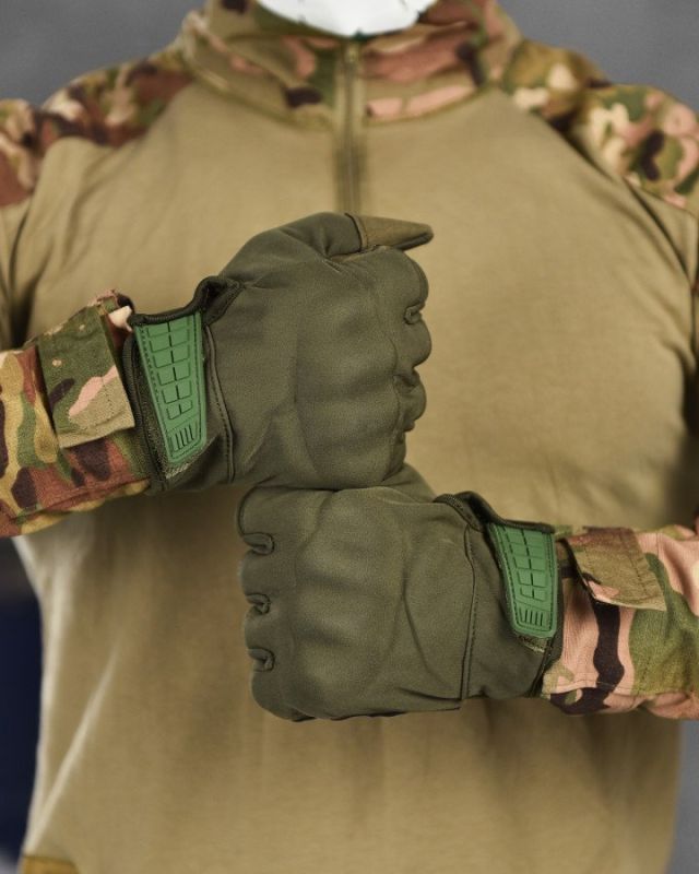 Зимові тактичні рукавички Softshell Olive