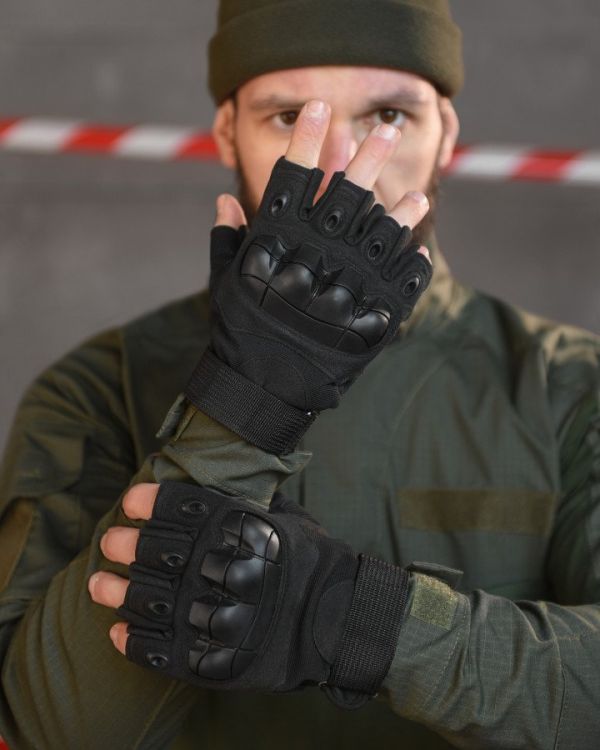 РУЧАТКИ БЕЗПАЛІ OUTDOOR TACTICS ІЗ ЗАХИСТОМ black ВТ6009