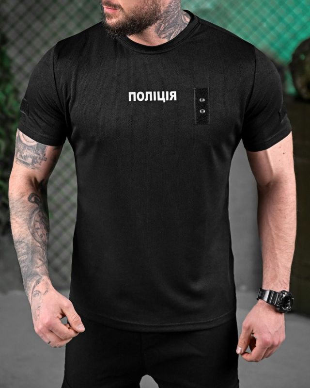 Футболка поліція black ВТ6013
