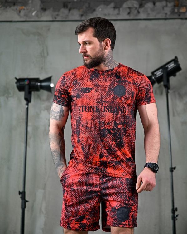 Літній комплект Stone Island x new balance red ЛН2680