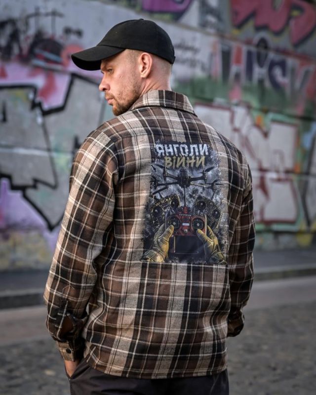 Рубашка в стилі мілітарі BORN OF WAR Янголи війни brown РН4835