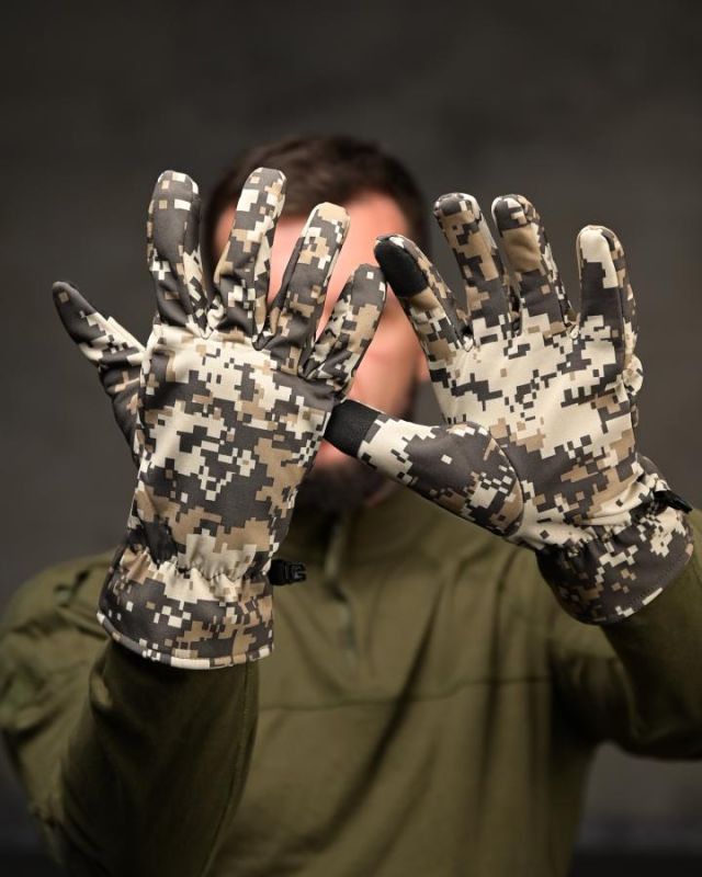 Тактичні рукавички Softshell Coyote піксель ВТ4742