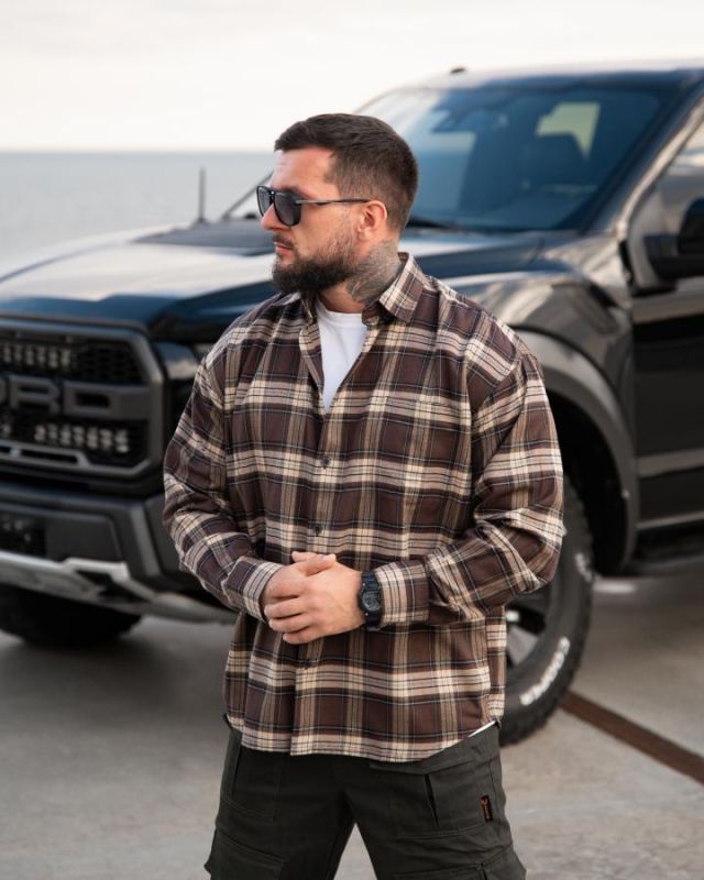 Рубашка оверсайз MANTIS® WORKMAN SHIRT- Chestnut Plaid ВТ4716