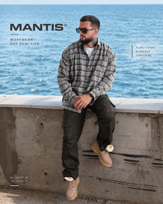 Рубашка оверсайз MANTIS® WORKMAN SHIRT-Smoke Plaid   ТР6078